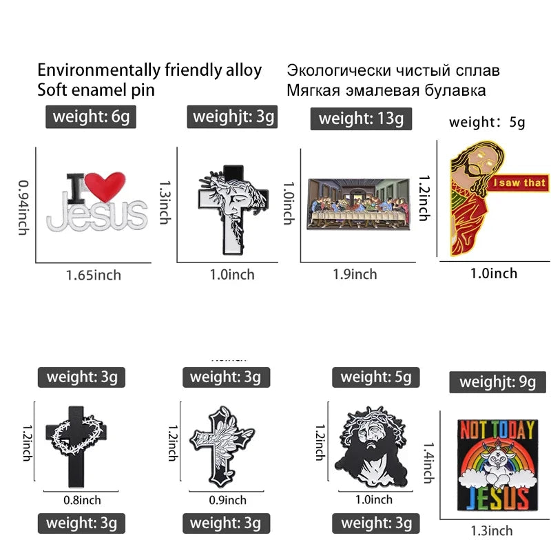 I Love Jesus Enamel Pin Christianity Religion Believers Live Forever Cross Easter Brooch Lapel Clothes Badge Love Faith Jewelry