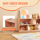 SucceBuy Cubby Mobile Tray Storage Cabinet Cubby Storage Cabinet 2-shelf Classroom Furniture for Home Daycare Preschool Natural