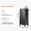 SucceBuy Professional Makeup Train Case Aluminum Cosmetic Case Workbench With Supporting Legs Rolling Makeup Case Extra Large