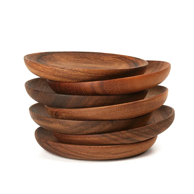 10cm Round Wooden Plate Simple Solid Wood Plate Tray for Cafe Dessert Salad Fruit Snack Platters Decorative Tray Food Plate