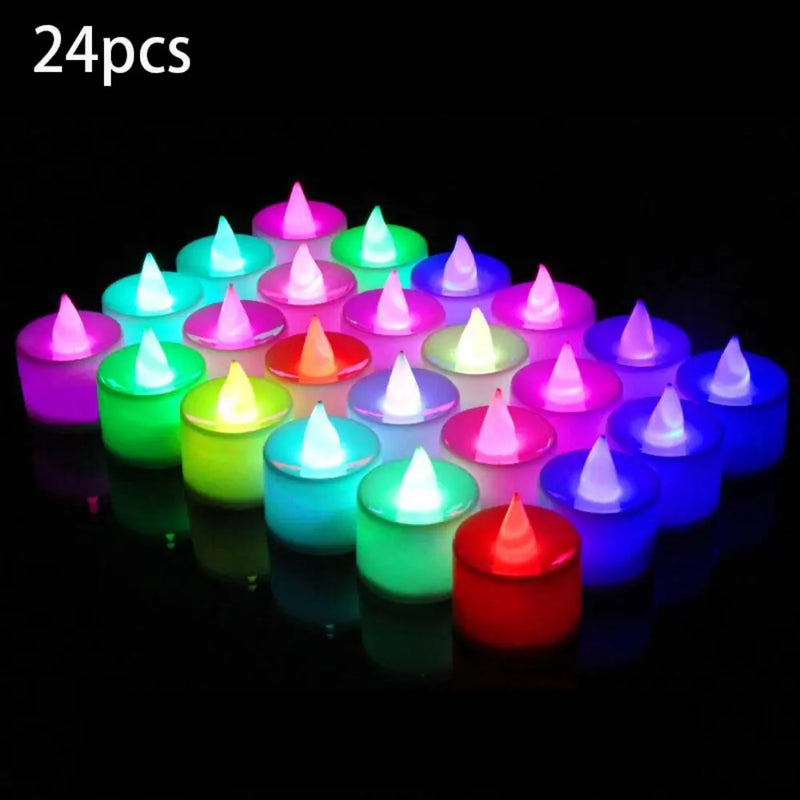 24pcs LED Electronic Candle Lights Battery Powered Flameless Candle Lamp For Valentine Christmas Wedding Party Home Decoration