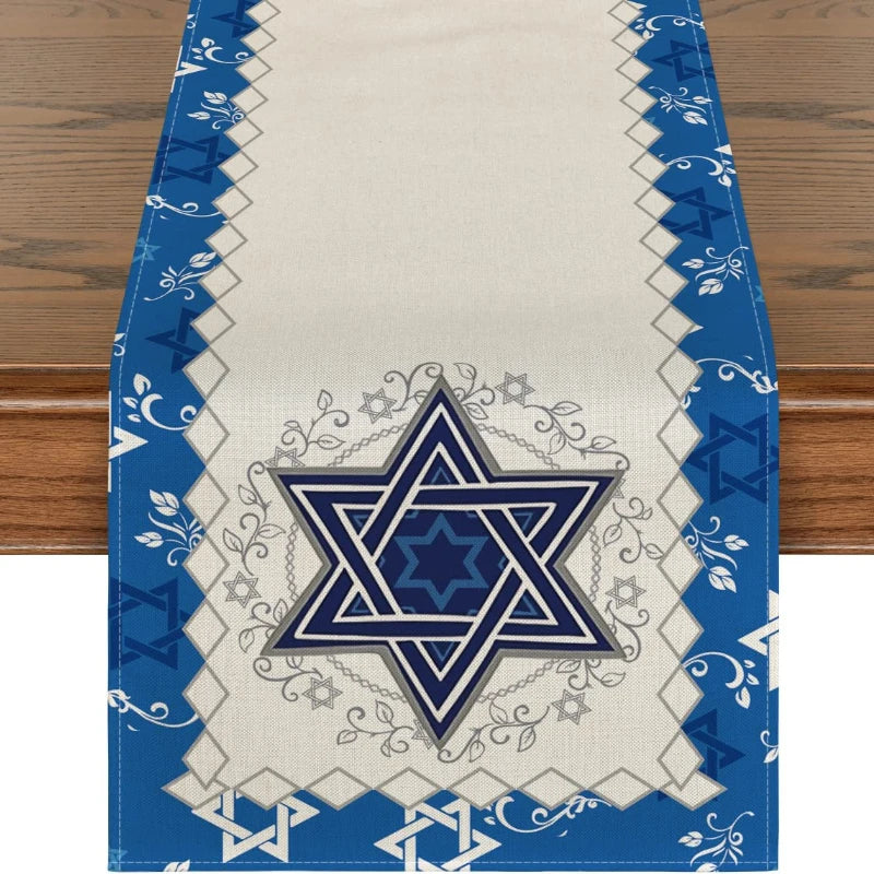 Passover Easter Table Runner Jewish Menorah Hanukkah Holiday Kitchen Coffe  Indoor Outdoor Home Party Decoration cloth