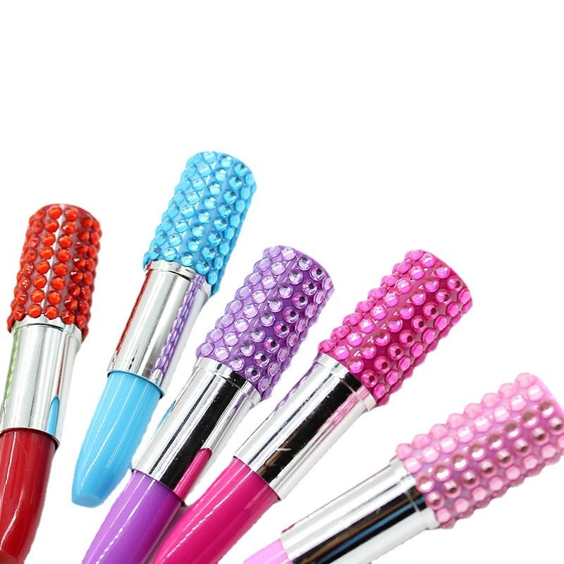 20pcs  Lipstick Ball point Pen With Rhinestones Creative Stationery Good For Women Girl Oiffce Supplies