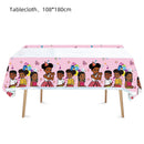 Pink Black Girl Gracies Birthday Party Decorations Corner Party Favors Tablecloth Cups Plates Baby Shower supplies Free Shipping