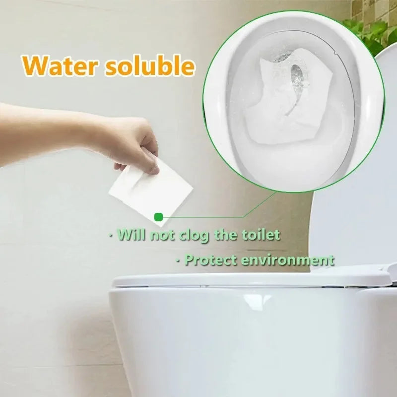 10/100PCS Portable Toilet Mats Bathroom Soluble Water Toilet Seat Covers Travel Camping Hotel Disposable Toilet Seat Paper Pads