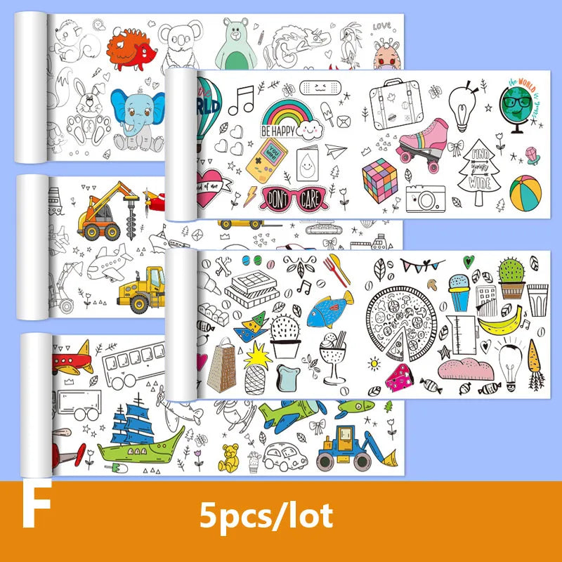 90cm Animal Canvas Children's Drawing Roll DIY Coloring Paper Roll Color Filling Graffiti Paper-cut Painting Educational School