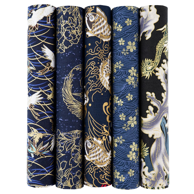5PCS 25 x 25cm/50 x 50cm Squares Cotton Craft Japanese Fabric Cloths for DIY Bundle Patchwork Quilting Sewing Artcraft