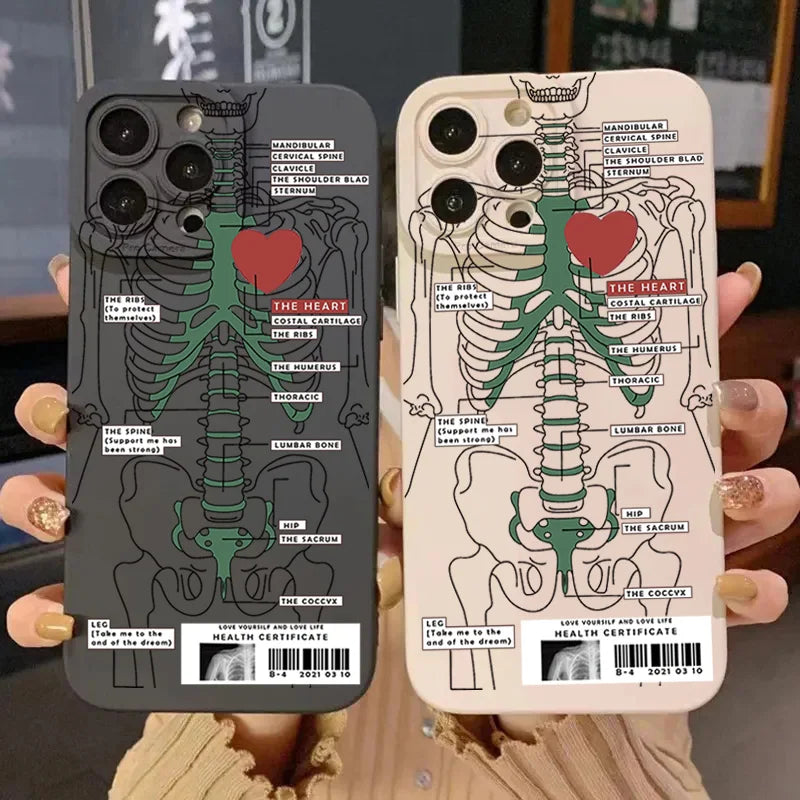 Funny Skull Skeleton Soft Silicone Phone Case For iphone 15 14 13 12 11 Pro Max 7 8 Plus X XS XR SE 2020 12Mini Shockproof Cover