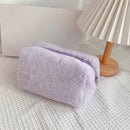 Cute Plush Makeup Bag for Women Zipper Large Solid Color Cosmetic Bag Travel Make Up Toiletry Bag Washing Pouch Plush Pen Pouch