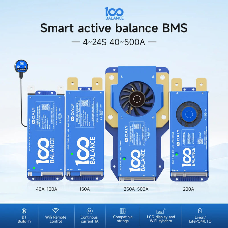 Daly BMS 4S 8S 10S 13S16S 17S 24s Smart bms wifi Active balance BT 200A 100A 150A Lifepo4 Li-ion bms lifepo4 German US Shipping