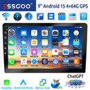 ESSGOO 7"/9"/10“ 2 DIN Android 14 4+64G Car Stereo Carplay Android Auto GPS Navi Bluetooth FM RDS Radio WIFI Touchscreen ChatGPT