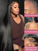 250 Dichte glatte Knochenhaare 100% brasilianische Echthaarperücken 13x4 13x6 HD transparente vorgezupfte Lace Front Perücken 40 Zoll für Frauen