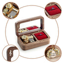 The Anastasia | Handcrafted Walnut Wooden Music Box Ring Holder