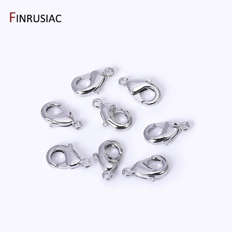 14k/18k Gold Plated Brass 10mm 12mm Lobster Clasps For Jewelry Making, Handmade DIY Jewelry Necklace Accessories Wholesale