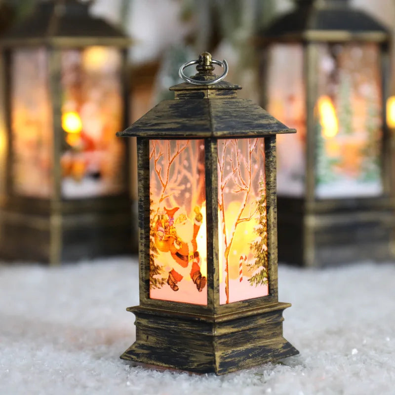 9PCS Christmas Candlestick Lamps Christmas Desktop Decorations Table Lamps Night Lights  Santa Claus Decoration