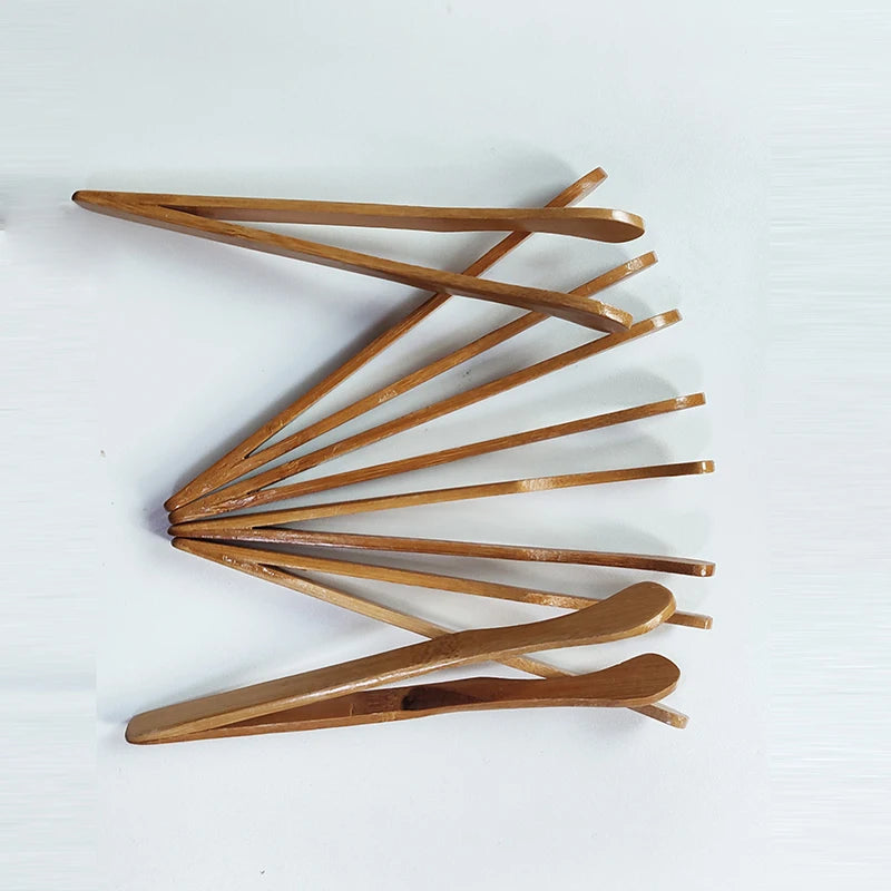 1x Eight Bamboo Incense Clip Teahouse Accessories for Ceramic Cups Clamp 16.8cm Curved Tongs