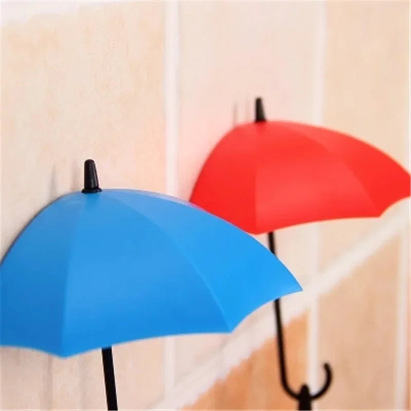 Umbrella Shape Adhesive Sticker Wall Hook Creative Hanger Cute Bag Key Holder Wedding Bathroom Kitchen Christmas Home Decoration