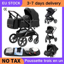 Luxury Baby Stroller 3 in 1 Portable Travel Baby Carriage Fold Pram High Landscape Aluminum Frame Newborn Infant Stroller
