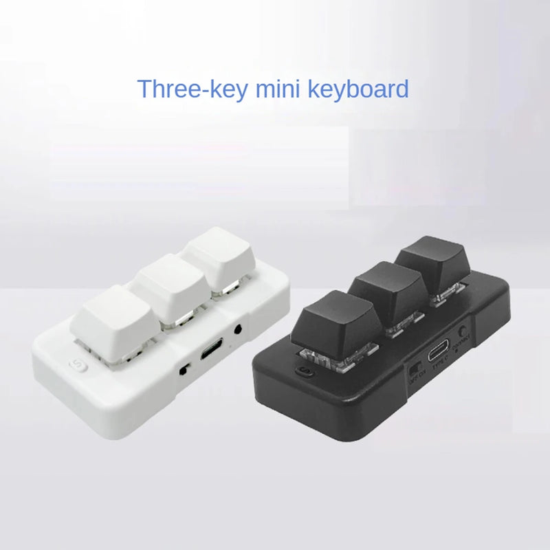 MK321BT 3-Key Mini Customized Mechanical Keyboard Blue Switch USB+BT Dual-Mode Connection for Game Multimedia,White