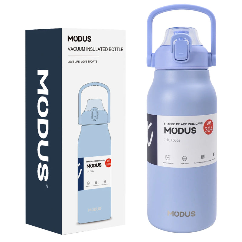 MODUS Garrafa Térmica de Viagem Vacuum Inox com Palha Copo Térmica Fria e Quente Vácuo