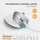 ProtoArc EM01 Trackball Mouse RGB Wireless 2.4G Bluetooth Ergonomic Mouse Rechargeable Rollerball Mice for Laptop PC iPad Mac