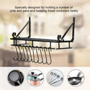 Kitchen Storage Rack Pan Rack Pot Rack Metal Hanging Pan Pot Rack Wall Mounted with 10 Hook Holders Kitchen Storage Organizer