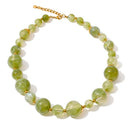 Yhpup New Arrivals Simulated Pearls Resin Acrylic Round Beads Chain Handmade Necklace Stainless Steel Trendy Jewelry Waterproof