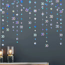 Gold 30th Happy Birthday Party Paper Banners Decorations Number 30 Year Old Circle Dots Twinkle Star Garlands Hanging Backdrops