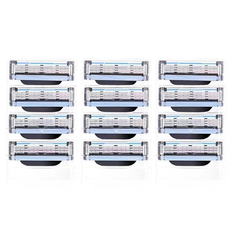 8-48pcs Stainless Steel Shaver Cutting Head 3 Layer Safety Razor for Gillette Mach 3 Replacement Refills Manual Razor Blades Gif