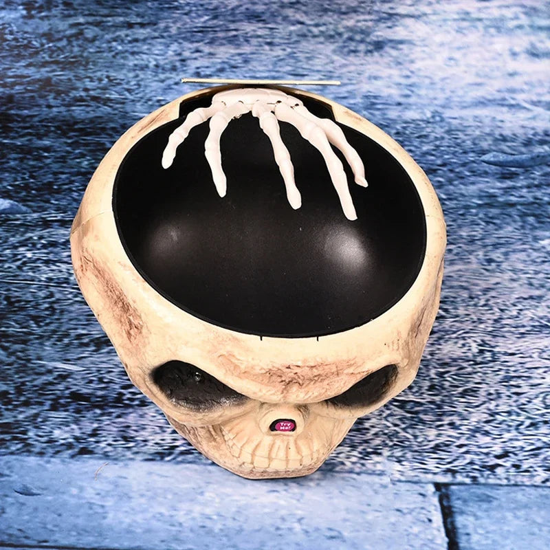 Halloween Electric Toy Candy Bowl with Jump Skull Hand Scary Eyes Party Creepy Decoration Haunted Skull Bowl Ktv Bar Horror Prop