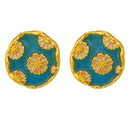 Modern Jewelry Vintage Temperament Blue Flower Stud Earrings For Women Party Gifts Simply Design Accessories  2024 Trend New