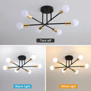 Vintage Industrial Ceiling Lamp for Living Room and Bedroom,Modern Sputnik Lamps 6 Lights,E27 Base for Kitchen (Without Bulb)