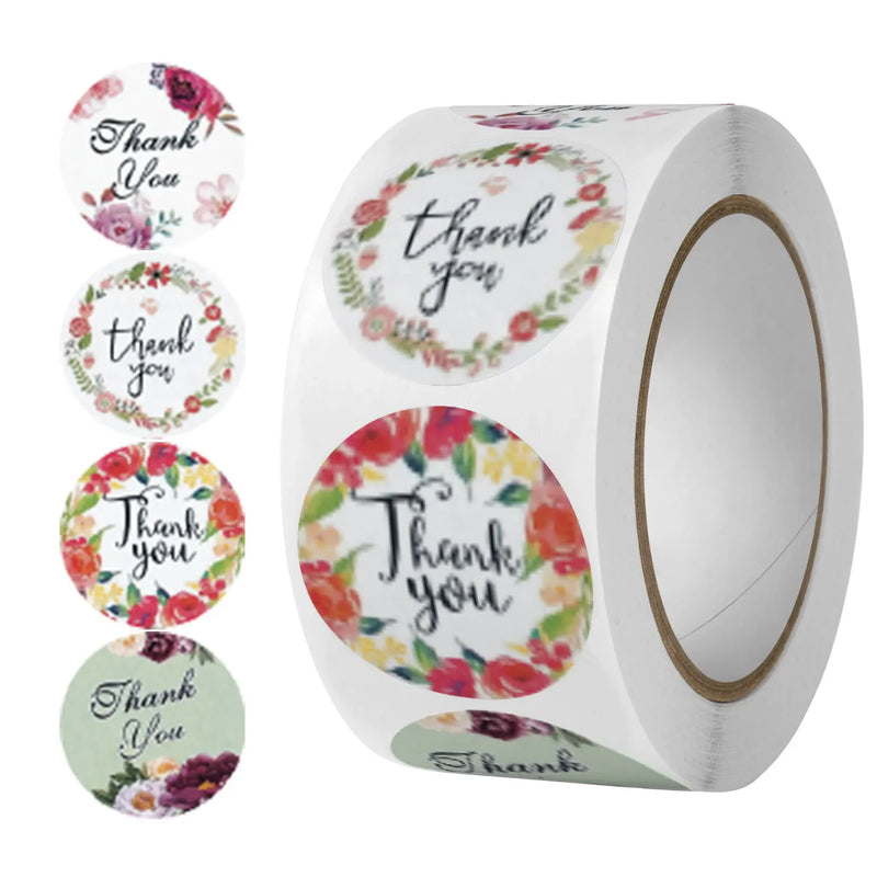 500pcs Labels Roll Flower Thank You Stickers Scrapbooking For Gift Decoration Stationery Sticker Seal Label Handmade Sticker