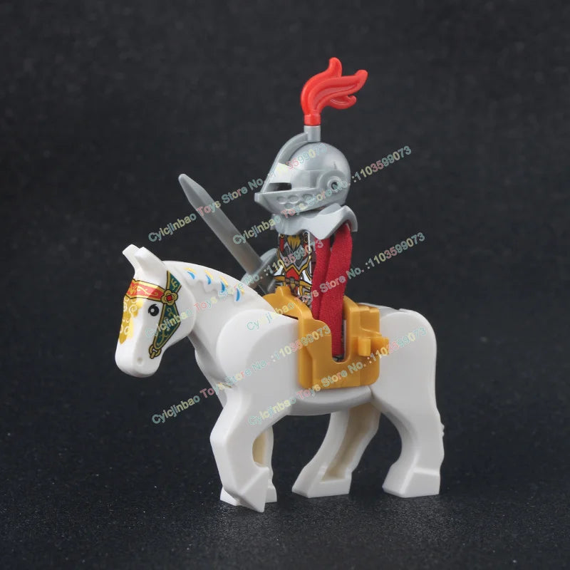 Medieval Knight Stormwind City Guard Reloaded Golden Horse Silver Horse Action Figures Building Blocks Accessories Toys DT8902