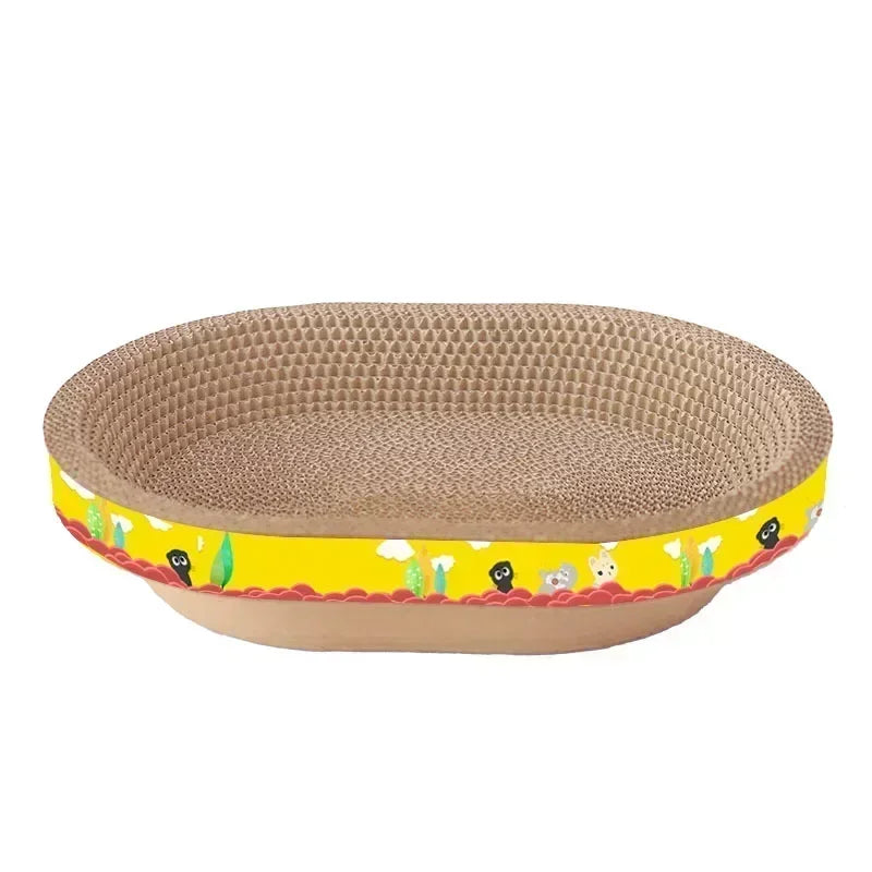 Durable Oval Corrugated Scratcher Board with Accessories for Grinding Claws and Providing Fun Toys for Cats