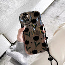 Cute Wave Tulip Flower Clear Soft Phone Case For iPhone 11 Pro Max 14 Pro Max 12 Pro 13 11 Korean Love Heart Hang Chain Cover