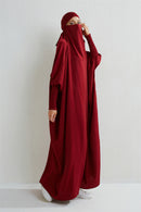 Muslim Abaya Hooded Smocking Sleeve One-piece Prayer Dress Women Jilbab Islamic Clothing Dubai Saudi Black Robe Turkish Modesty