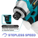 688N.m 1/4'' Brushless Electric Screwdriver Cordless Screwdriver Electric Drill Impact Driver Kit for Makita 18V Battery Pin