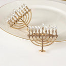 1/2Pcs Jewish Hanukkah Candlestick Gold Napkin Ring Serviette Buckles for Dining Table Chanukah Festival Wedding Party Decoratio
