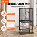 VEVOR 52/54 Zoll großer Vogelkäfig aus Kohlenstoffstahl mit Rollständer und Ablage für Sittiche, Kakadus, Papageien