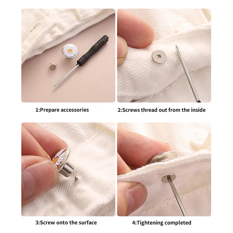 5/10/20pcs jeans button adjustable waist shrinker Nail free metal button Removable I-button seam free waist button