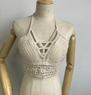 Sommerurlaub Strand Camis Lady Sexy Quasten Häkel-Camisole Frauen Sexy Quasten Bikini Camis weibliche Häkel-Neckholder Bikini-Tops