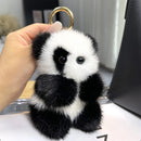 Small Panda Plush Doll Women Bag Ornaments Cute Imitation Mink Fur Panda Car Keychain Cute Bear Car Key Chain Fashion Gift