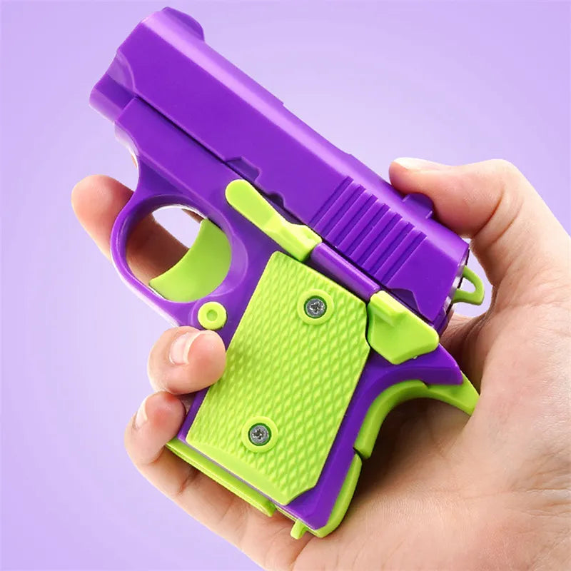 3D Printed Model Gravity Straight Jump Mini Toy Gun Non-firing Cub Radish Toy Knife Kids Stress Relief Toy Christmas Gift