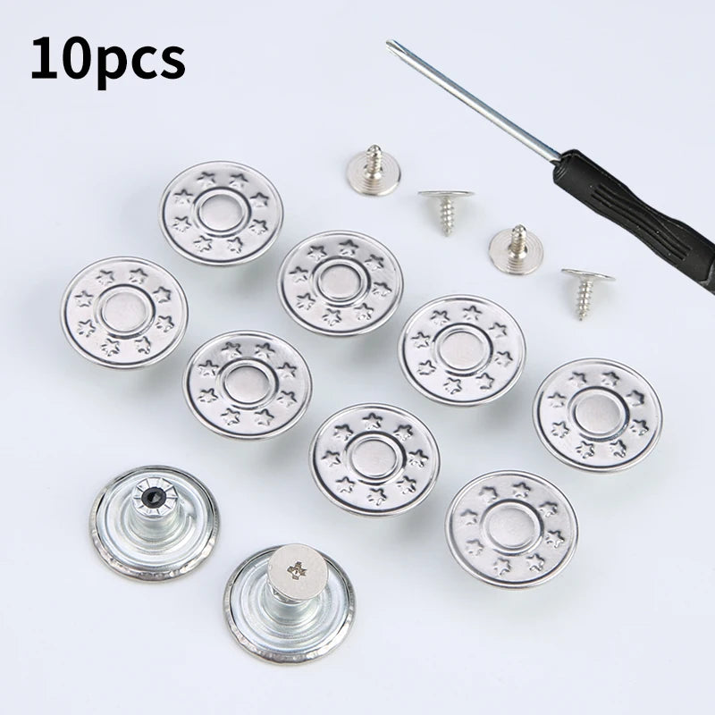 5/10/20pcs jeans button adjustable waist shrinker Nail free metal button Removable I-button seam free waist button