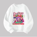 Christmas Kids Crew Neck Sweatshirt with Festive Cartoon Characters for Holiday Fun