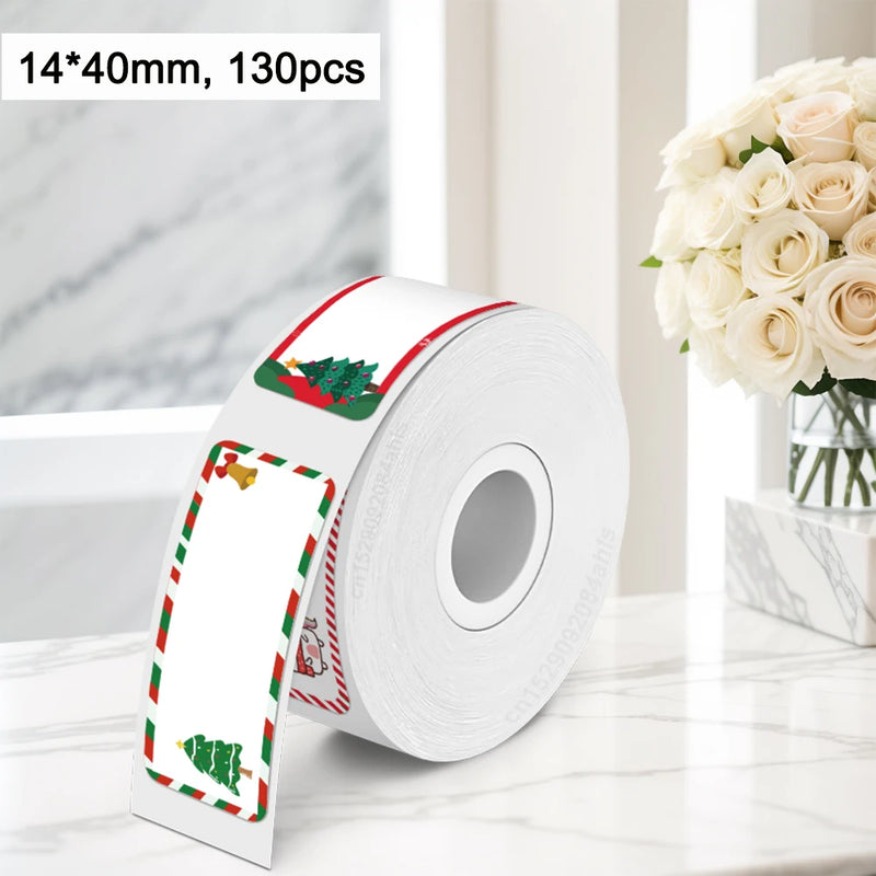 P15 Adhesive Merry Christmas Sticker Snowman Starry Sky Holographic Label Tape for Marklife P15 P12 P11 Thermal Label Printer