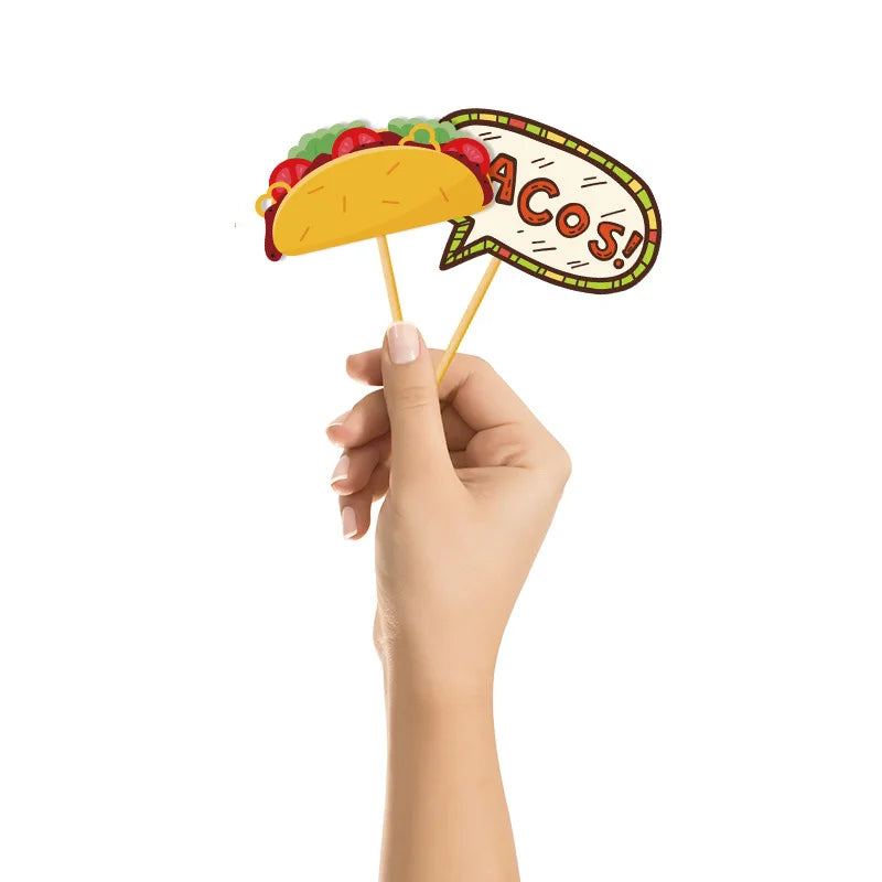 20Pcs Fiesta Mexican Party Cinco De Mayo Photo Booth Props for Mexican Cactus Taco Theme Party Decoration Birthday Party Supply