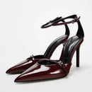 2025 Women's Summer New Sexy Pointed Designer Sandals Women's Party Casual Comfortable Buckle Luxury Prom Ladies High Heels 42