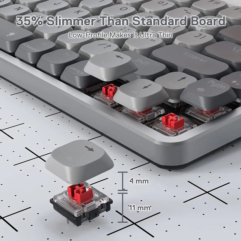 Redragon K652 75% Wireless RGB Mechanical Keyboard, Bluetooth\/2.4Ghz\/Wired Tri-Mode 84 Keys Ultra-Thin Gaming Keyboard